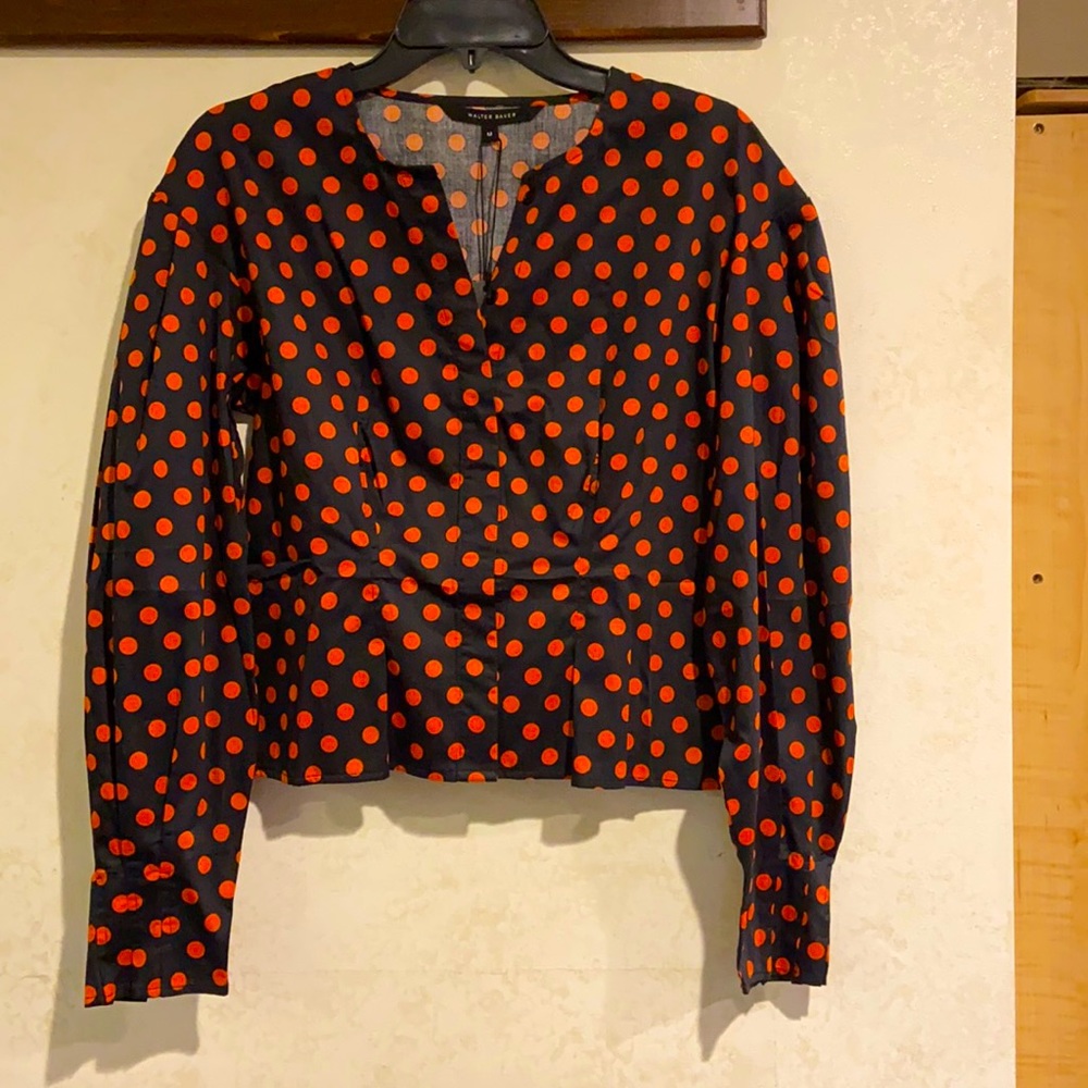 Walter Baker Navy/Orange Crop Blouse size Medium